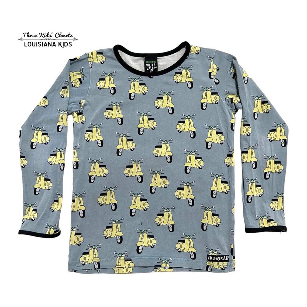 Villervalla Sz 122 (7Y) Organic Vespa Scooter Shirt